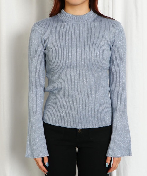 GORGE（ゴージ）の「《ラメ×リブ美シルエット》レディース ハイネック ニットプルオーバー 長袖 トップス 春秋冬（ニット/セーター・レディース・ブラック/オフホワイト/グレー/ブルー/チャコール・F）」の9枚目の写真