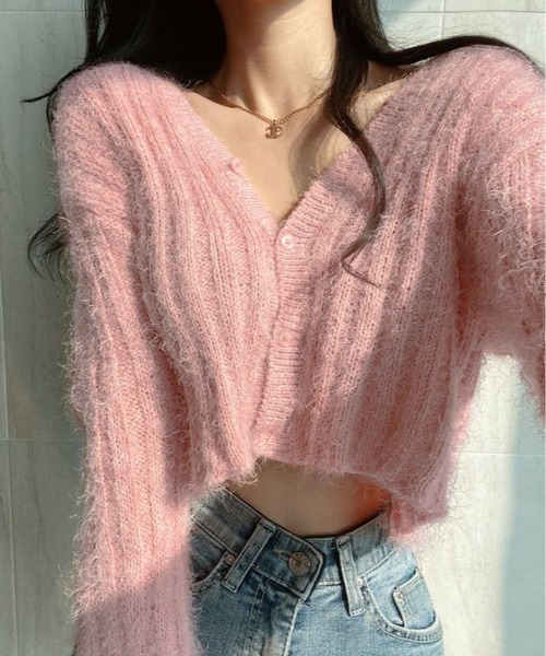 kirakiraShop(キラキラショップ)の「スリーブ フレア ショート ニット カーディガン(ニット/セーター・レディース・ブラック/グレー/ブルー/ピンク・FREE)」の19枚目の写真
