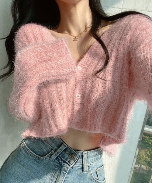 kirakiraShop(キラキラショップ)の「スリーブ フレア ショート ニット カーディガン(ニット/セーター・レディース・ブラック/グレー/ブルー/ピンク・FREE)」の20枚目の写真