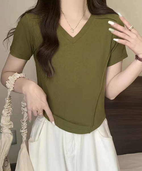 Amulet(アミュレット)の「プレス加工デザインTシャツ(Tシャツ/カットソー・レディース・ライトグレー/ホワイト/ピンク/ダークグレー/ブラック/カーキ/アイボリー・XL/L/M)」の7枚目の写真
