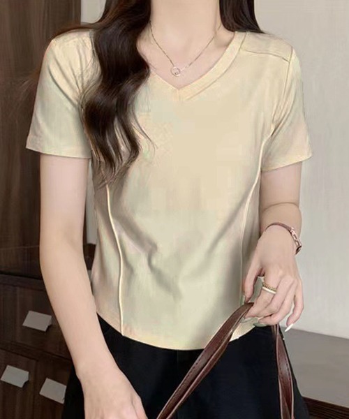 Amulet(アミュレット)の「プレス加工デザインTシャツ(Tシャツ/カットソー・レディース・ライトグレー/ホワイト/ピンク/ダークグレー/ブラック/カーキ/アイボリー・XL/L/M)」の3枚目の写真