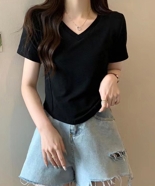 Amulet(アミュレット)の「プレス加工デザインTシャツ(Tシャツ/カットソー・レディース・ライトグレー/ホワイト/ピンク/ダークグレー/ブラック/カーキ/アイボリー・XL/L/M)」の4枚目の写真