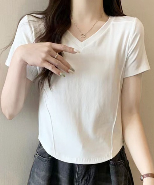 Amulet(アミュレット)の「プレス加工デザインTシャツ(Tシャツ/カットソー・レディース・ライトグレー/ホワイト/ピンク/ダークグレー/ブラック/カーキ/アイボリー・XL/L/M)」の10枚目の写真