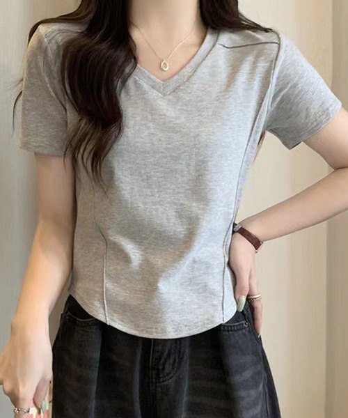 Amulet(アミュレット)の「プレス加工デザインTシャツ(Tシャツ/カットソー・レディース・ライトグレー/ホワイト/ピンク/ダークグレー/ブラック/カーキ/アイボリー・XL/L/M)」の11枚目の写真
