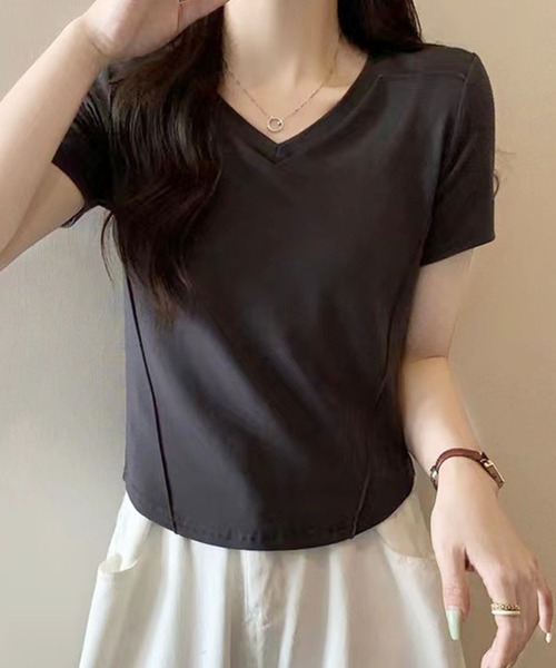 Amulet(アミュレット)の「プレス加工デザインTシャツ(Tシャツ/カットソー・レディース・ライトグレー/ホワイト/ピンク/ダークグレー/ブラック/カーキ/アイボリー・XL/L/M)」の12枚目の写真