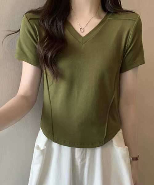 Amulet(アミュレット)の「プレス加工デザインTシャツ(Tシャツ/カットソー・レディース・ライトグレー/ホワイト/ピンク/ダークグレー/ブラック/カーキ/アイボリー・XL/L/M)」の13枚目の写真