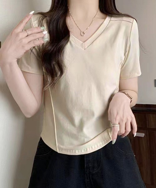 Amulet(アミュレット)の「プレス加工デザインTシャツ(Tシャツ/カットソー・レディース・ライトグレー/ホワイト/ピンク/ダークグレー/ブラック/カーキ/アイボリー・XL/L/M)」の14枚目の写真