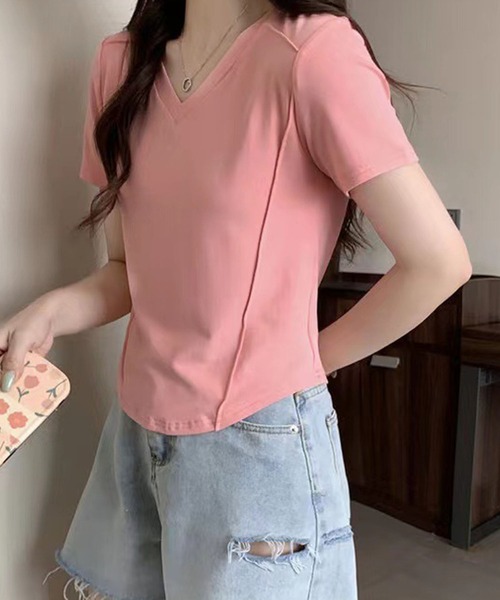 Amulet(アミュレット)の「プレス加工デザインTシャツ(Tシャツ/カットソー・レディース・ライトグレー/ホワイト/ピンク/ダークグレー/ブラック/カーキ/アイボリー・XL/L/M)」の16枚目の写真