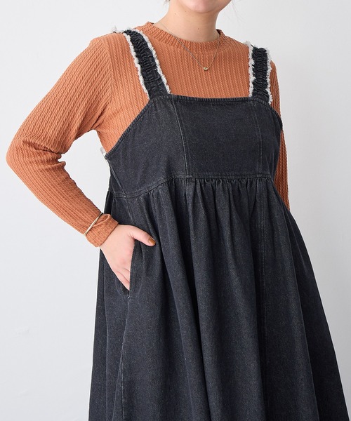 anyfee(エニフィー)の「【anyfee】プチハイネックTシャツ《大きいサイズ/プラスサイズ》(Tシャツ/カットソー・レディース・グリーン/オレンジ/ベージュ/ブラック・LL/3L/4L/5L)」の4枚目の写真