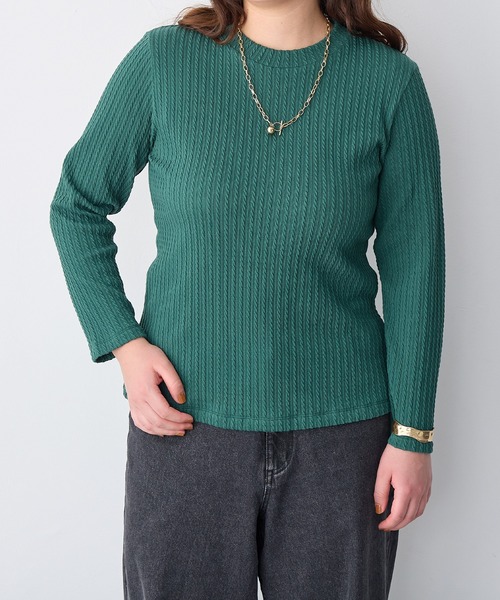 anyfee(エニフィー)の「【anyfee】プチハイネックTシャツ《大きいサイズ/プラスサイズ》(Tシャツ/カットソー・レディース・グリーン/オレンジ/ベージュ/ブラック・LL/3L/4L/5L)」の3枚目の写真