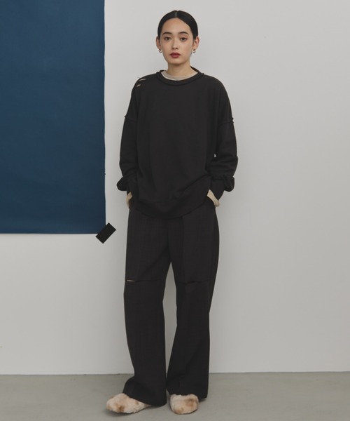 MERLOT(メルロー)の「裏毛ダメージデザインスウェット(スウェット・レディース・ブラック/グレー・FREE)」の22枚目の写真