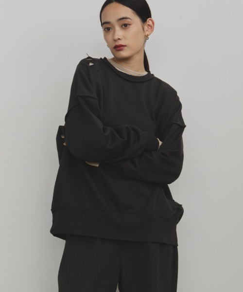 MERLOT(メルロー)の「裏毛ダメージデザインスウェット(スウェット・レディース・ブラック/グレー・FREE)」の20枚目の写真