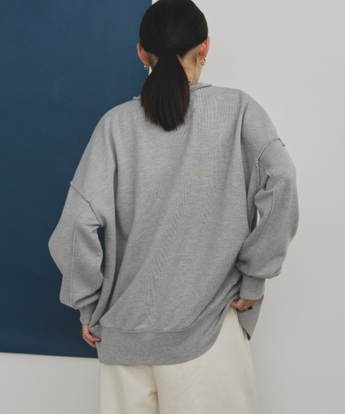 MERLOT(メルロー)の「裏毛ダメージデザインスウェット(スウェット・レディース・ブラック/グレー・FREE)」の6枚目の写真