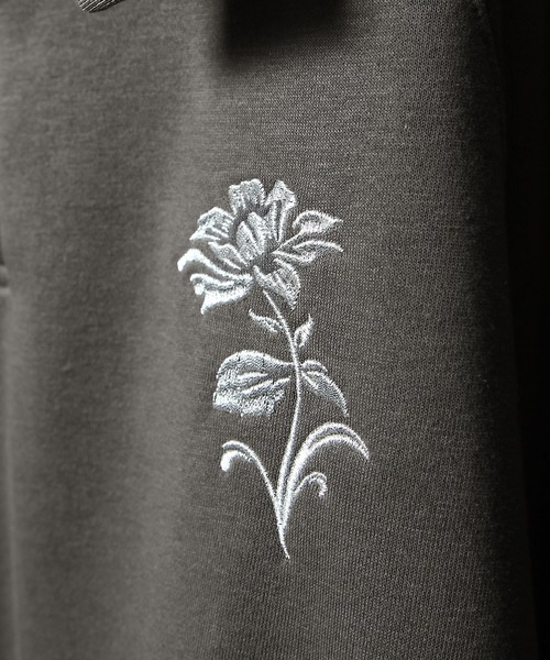 NILWAY（ニルウェイ）の「薔薇 刺繍 ハーフボタン スタンドネック スウェット（スウェット・メンズ・チャコール/ブラック/杢グレー/ブルー・MEDIUM/LARGE）」の10枚目の写真