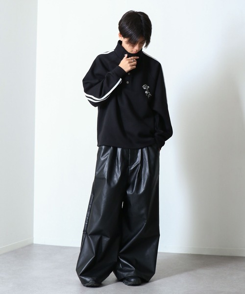 NILWAY（ニルウェイ）の「薔薇 刺繍 ハーフボタン スタンドネック スウェット（スウェット・メンズ・チャコール/ブラック/杢グレー/ブルー・MEDIUM/LARGE）」の14枚目の写真