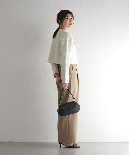 La TOTALITE(ラトータリテ)の「【TORRAZZO DONNA/トラッゾドンナ】Compact Knit Jacket(ノーカラージャケット・レディース・ブラック/アイボリー・FREE)」の7枚目の写真