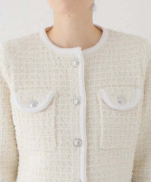 La TOTALITE(ラトータリテ)の「【TORRAZZO DONNA/トラッゾドンナ】Compact Knit Jacket(ノーカラージャケット・レディース・ブラック/アイボリー・FREE)」の14枚目の写真