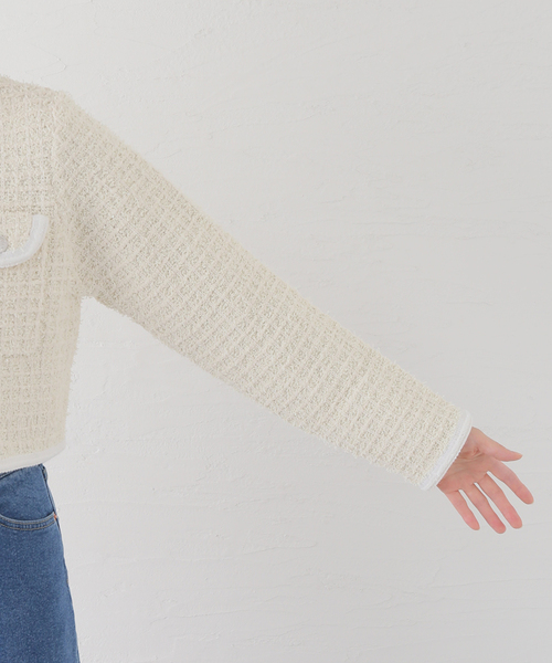 La TOTALITE(ラトータリテ)の「【TORRAZZO DONNA/トラッゾドンナ】Compact Knit Jacket(ノーカラージャケット・レディース・ブラック/アイボリー・FREE)」の16枚目の写真