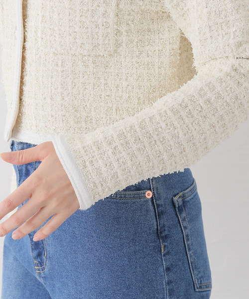 La TOTALITE(ラトータリテ)の「【TORRAZZO DONNA/トラッゾドンナ】Compact Knit Jacket(ノーカラージャケット・レディース・ブラック/アイボリー・FREE)」の17枚目の写真