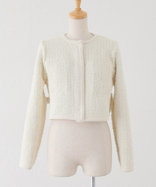 La TOTALITE(ラトータリテ)の「【TORRAZZO DONNA/トラッゾドンナ】Compact Knit Jacket(ノーカラージャケット・レディース・ブラック/アイボリー・FREE)」の21枚目の写真