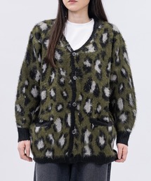 クルーネック」に該当するカーディガン/ボレロ（レオパード柄