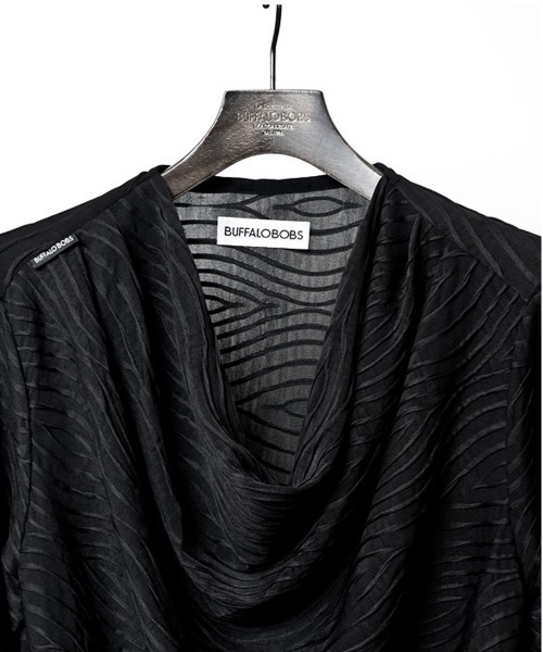 Buffalo Bobs(バッファローボブズ)の「ONDA-DRAPE(オンダ ドレープ)ウェーブタック ドレープネック ロンT(Tシャツ/カットソー・メンズ・ブラック/ホワイト・1-2/2-3)」の6枚目の写真