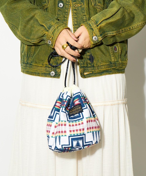 PENDLETON(ペンドルトン)の「【 PENDLETON / ペンドルトン 】コーデュロイ ドローバック 巾着バックCORDUROY DRAW BAG(ショルダーバッグ・レディース・オフホワイト/ブラック/ブルー・FREE)」の8枚目の写真