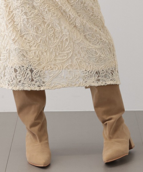 saloon（サルーン）の「SALOON(サルーン)/ワイドシャフトロングブーツ（ブーツ・レディース・ベージュ/ブラック・MEDIUM/LARGE/SMALL）」の8枚目の写真