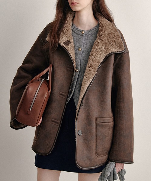 合皮パイピング ムートンジャケット FD24W262【Fano Studios