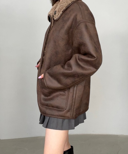 D1 ムートンジャケット　sizeLL ビンテージ ヴィンテージ USA製 ライダースタイプ リアルムートンジャケット