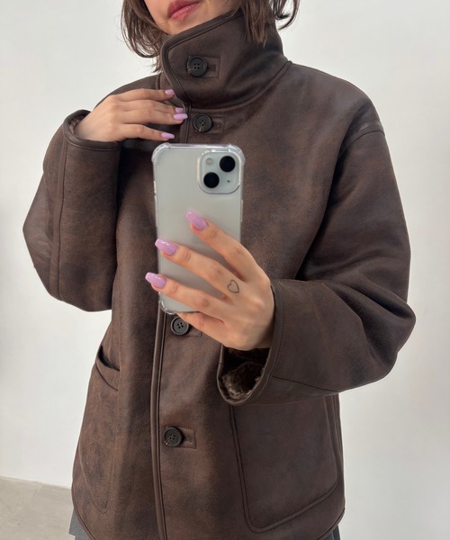 合皮パイピング ムートンジャケット FD24W262【Fano Studios