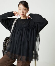 FREAK'S STORE | 限定展開　チュール ドッキング ニット プルオーバー(ニット/セーター)