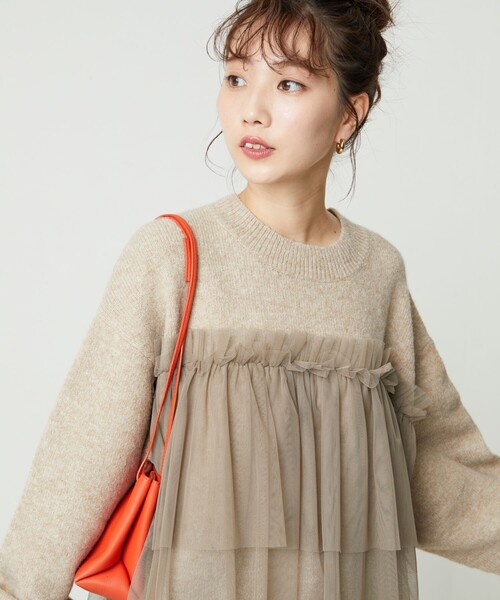 セール】限定展開 チュール ドッキング ニット プルオーバー（ニット