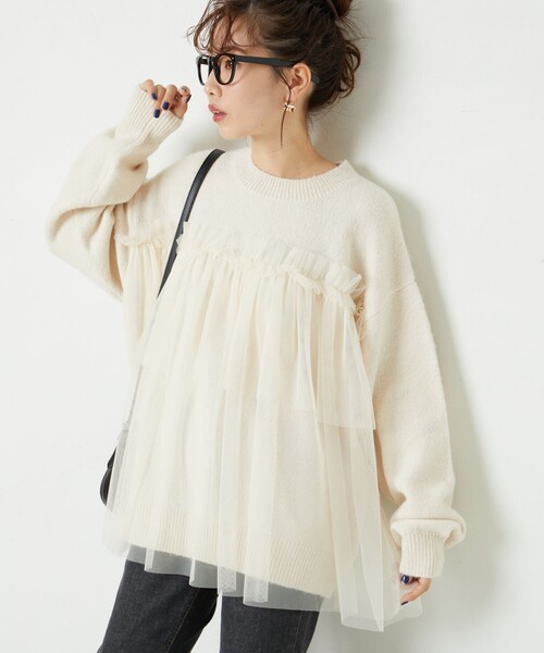 セール】限定展開 チュール ドッキング ニット プルオーバー（ニット