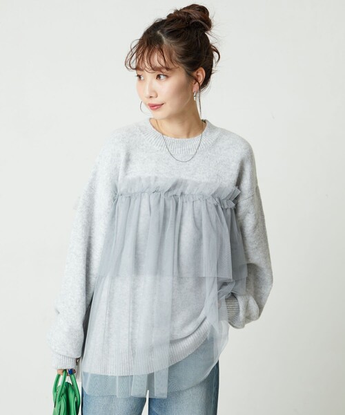 セール】限定展開 チュール ドッキング ニット プルオーバー（ニット