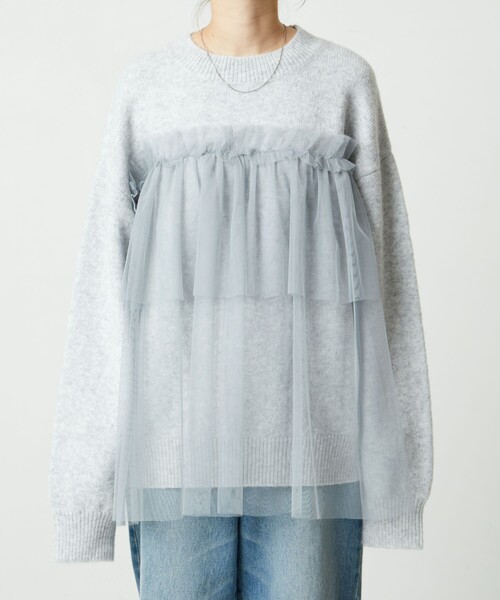 セール】限定展開 チュール ドッキング ニット プルオーバー（ニット