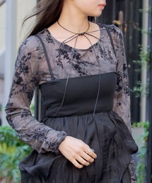 RAY CASSIN | 【万能アイテム】柄シアーインナー / ベロア / 花柄(Tシャツ/カットソー)