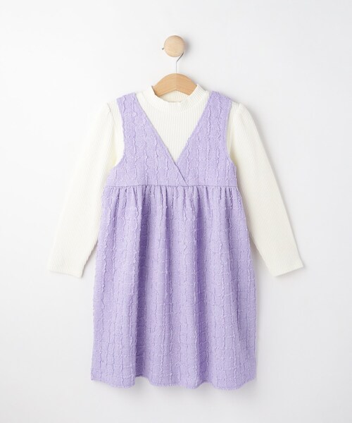 SHOO・LA・RUE(シューラルー)の「◆【洗える/110-140cm】着るだけでコーデが決まる ジャカード ドッキングワンピース(ワンピース・キッズ・パープル/ブラック・14/13/12/11)」の10枚目の写真