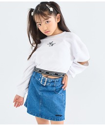ANAP kids（アナップキッズ）の「袖ジップデザイン ウエストロゴゴム クロップド丈 裏毛（スウェット・キッズ）」
