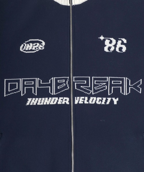 Salong hameu（サロン ハミュー）の「サッカーユニフォームデザイン ゲームシャツ風ウォッシャブルニット ジップブルゾン メンズ レディース ユニセックス/トラックジャケット（ニット/セーター・メンズ・オフホワイト/ブラック/ネイビー・M/L/LL）」の14枚目の写真