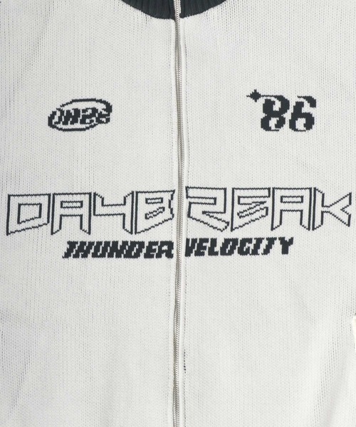 Salong hameu（サロン ハミュー）の「サッカーユニフォームデザイン ゲームシャツ風ウォッシャブルニット ジップブルゾン メンズ レディース ユニセックス/トラックジャケット（ニット/セーター・メンズ・オフホワイト/ブラック/ネイビー・M/L/LL）」の6枚目の写真