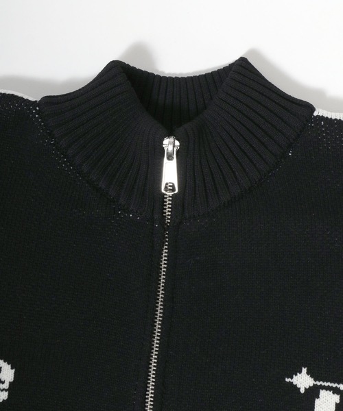 Salong hameu（サロン ハミュー）の「サッカーユニフォームデザイン ゲームシャツ風ウォッシャブルニット ジップブルゾン メンズ レディース ユニセックス/トラックジャケット（ニット/セーター・メンズ・オフホワイト/ブラック/ネイビー・M/L/LL）」の16枚目の写真