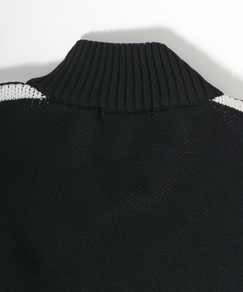 Salong hameu（サロン ハミュー）の「サッカーユニフォームデザイン ゲームシャツ風ウォッシャブルニット ジップブルゾン メンズ レディース ユニセックス/トラックジャケット（ニット/セーター・メンズ・オフホワイト/ブラック/ネイビー・M/L/LL）」の17枚目の写真