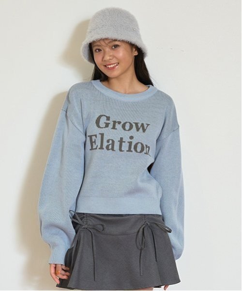 LOVETOXIC（ラブトキシック）の「【GOODPRICE】ジャガードクロップドニット（ニット/セーター・キッズ・ブラウン/ピンク/グリーン/ネイビー/ホワイト/トップグレー/オフホワイト/エンジ/ブラック/サックスブルー・S/M/L）」の8枚目の写真