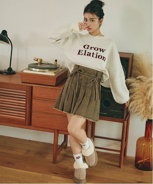 LOVETOXIC（ラブトキシック）の「【GOODPRICE】ジャガードクロップドニット（ニット/セーター・キッズ・ブラウン/ピンク/グリーン/ネイビー/ホワイト/トップグレー/オフホワイト/エンジ/ブラック/サックスブルー・S/M/L）」の11枚目の写真