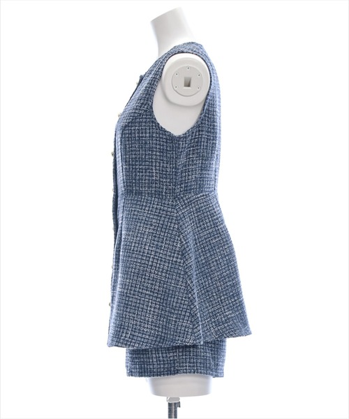 clear（クリア）の「フロントボタンツイードチュニック＆ショートパンツセット [大人 フェミニン 上品]≪再入荷≫（チュニック・レディース・ブルー/ブラック/アイボリー/ピンク・S/M）」の17枚目の写真