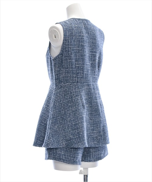 clear（クリア）の「フロントボタンツイードチュニック＆ショートパンツセット [大人 フェミニン 上品]≪再入荷≫（チュニック・レディース・ブルー/ブラック/アイボリー/ピンク・S/M）」の16枚目の写真