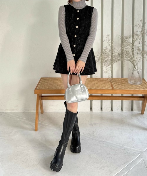 clear（クリア）の「フロントボタンツイードチュニック＆ショートパンツセット [大人 フェミニン 上品]≪再入荷≫（チュニック・レディース・ブルー/ブラック/アイボリー/ピンク・S/M）」の22枚目の写真