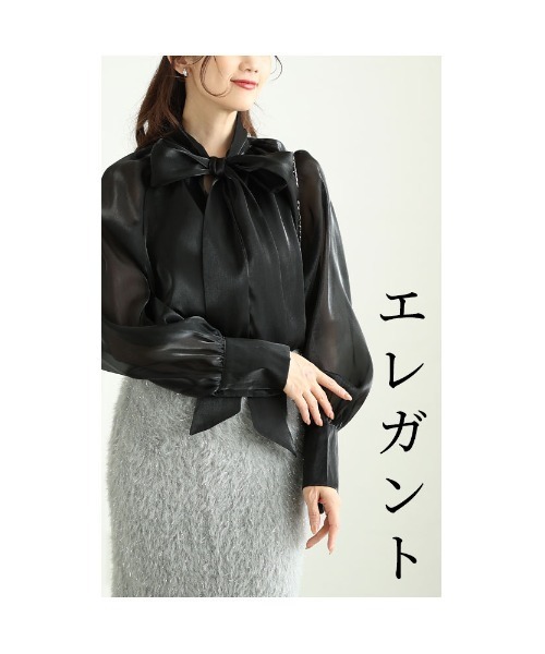 Sawa a la mode（サワアラモード）の「2wayオーガンジーボウタイブラウス（シャツ/ブラウス・レディース・ベージュ/ブラック・FREE）」の6枚目の写真