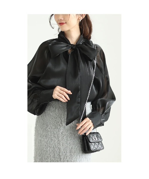 Sawa a la mode（サワアラモード）の「2wayオーガンジーボウタイブラウス（シャツ/ブラウス・レディース・ベージュ/ブラック・FREE）」の12枚目の写真